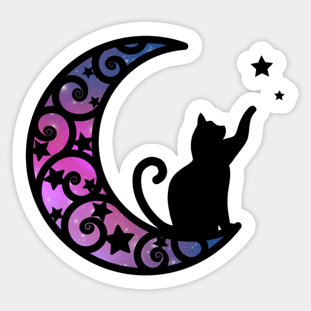 Starlight Moon Kitty Cat Silhouette Sticker by LittleBunnySunshine